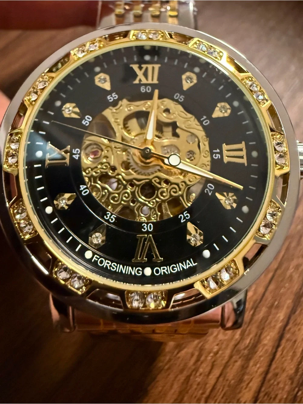 Unisex Gold and Black Mechanical Watch